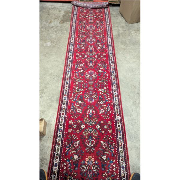 Persian-Style Red Floral Runner Rug