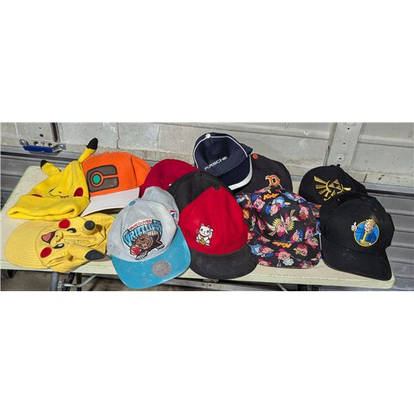 Hat & Toque Lot w/ Pikachu, Fallout Vault Boy, VTG Vancouver Grizzlie, Nintendo Kirby & More