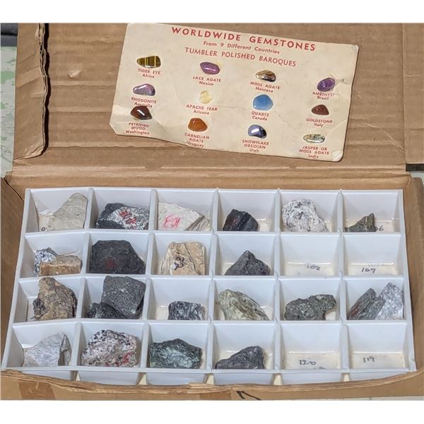 Assorted Rock & Mineral Specimen Collection w/ Worldwide Gemstones Reference Card