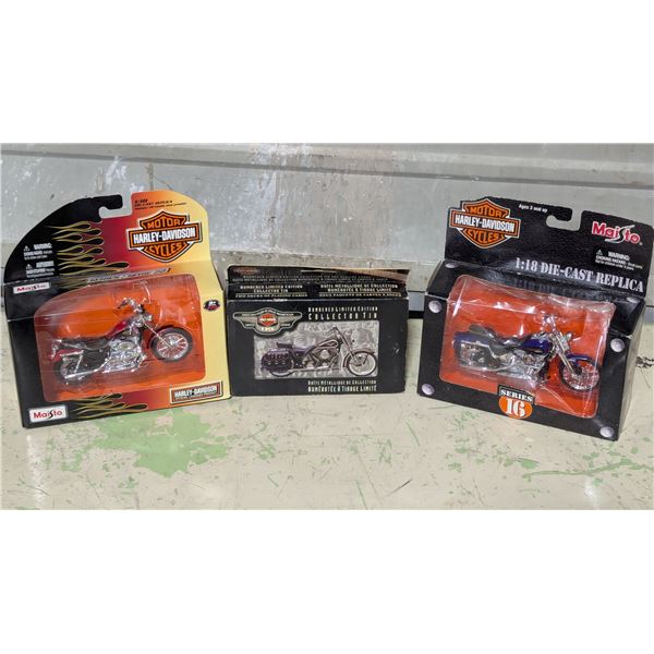 Harley Davidson Lot w/ Maisto Die Cast Motorcycles & Playing Cards