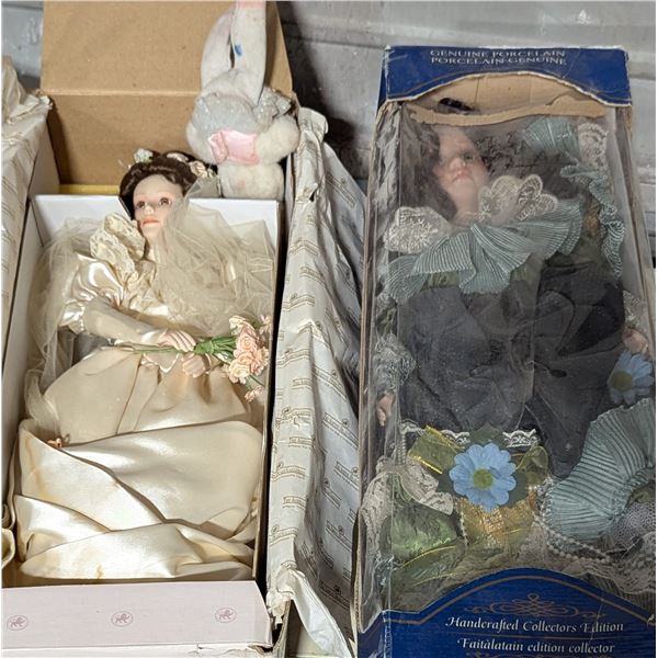 Ashton-Drake Galleries & Genuine Porcelain Collection Dolls w/ Plush Rabbit