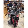 Image 1 : Assorted Golf Clubs w/ TaylorMade Burner SuperFast, Hippo, Adams Golf Bag & Push Cart