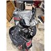 Image 2 : Assorted Golf Clubs w/ TaylorMade Burner SuperFast, Hippo, Adams Golf Bag & Push Cart