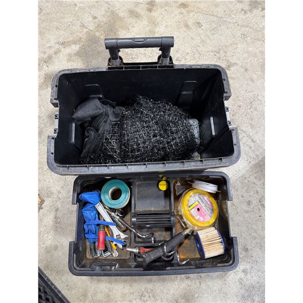 Assorted Lawn & Garden Tools w/ Trimmer Line, Netting, Hand Tools & Carry Case