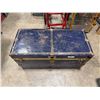 Image 2 : VTG Blue Steamer Trunk w/ Brass-Tone Hardware