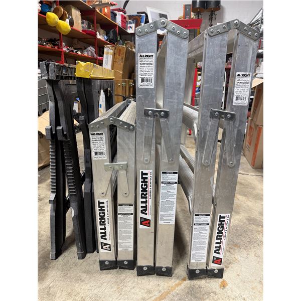 Assorted Folding Sawhorses w/ Allright Aluminum & Plastic Models