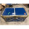 Image 2 : VTG Blue Steamer Trunk w/ Brass-Tone Hardware & Decals