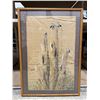 Image 2 : Framed Bird & Reeds Painting on Textured Paper