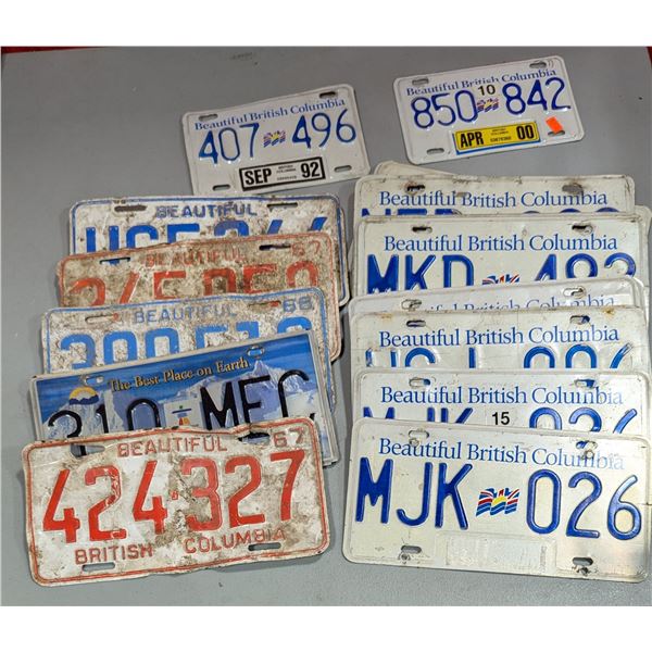 Assorted BC Licence Plates w/ VTG 1960s “Beautiful British Columbia” & More