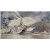 Image 2 : Signed Industrial Waterfront Mill Landscape Watercolor - Framed