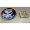 Image 1 : Green Stone and Japanese Porcelain Ashtrays