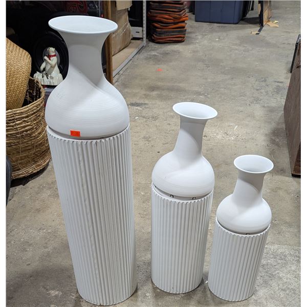 Nesting White Metal Vases