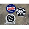 Image 1 : Metal Pepsi:Cola Sign and 2 Large Stickers Bones and Santa Cruz