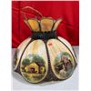 Image 1 : VTG Currier & Ives Slag Glass Hanging Lamp Shape