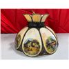 Image 4 : VTG Currier & Ives Slag Glass Hanging Lamp Shape
