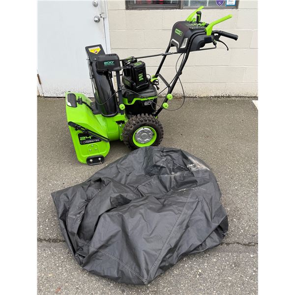 Greenworks SNC408 60V 24" Cordless Snow Blower w/ Battery & Cover
