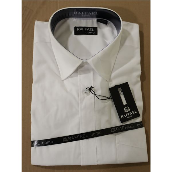 RAFFAEL UOMO MEN'S SHORT-SLEEVE SHIRT SIZE: LRG (16/16-1/2) –  WHITE