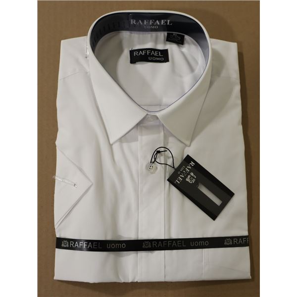 RAFFAEL UOMO MEN'S SHORT-SLEEVE SHIRT SIZE: XL (17/17-1/2) – WHITE