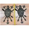 Image 1 : LOT OF 2pcs DECORATIVE METAL WALL CRESTS 27"h