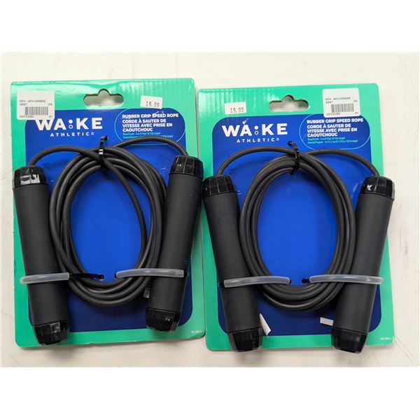 LOT OF 2 WAKE ATHLETICS SPEED ROPES WITH RUBBER GRIPS