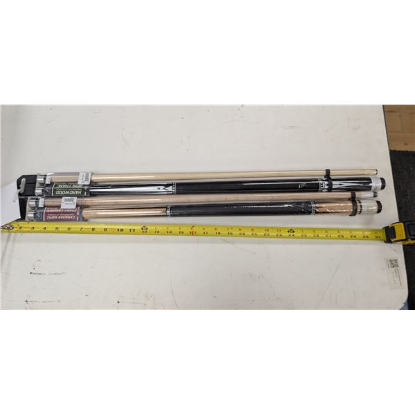 LOT OF 2 EASTON POOL CUES (1-#72 HARDWOOD 1-#80 CANADIAN MAPLE) 57"