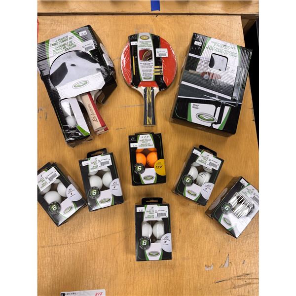ASSORTED PING-PONG PADDLES AND BALLS