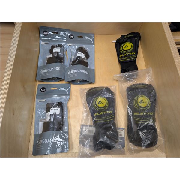 LOT OF 6 ASSORTED SOCCER SHIN-GUARDS