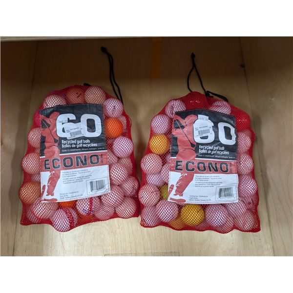 LOT OF 2 BAGS OF ECONO RECYCLED GOLF BALLS (60-PACK)