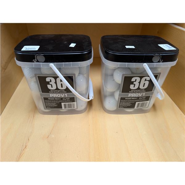 LOT OF 2 BINS OF ECONO RECYCLED GOLF BALLS (36-PACK)