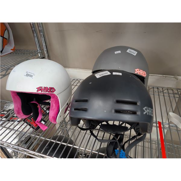 LOT OF 3 SHRED HELMET XS-S ASSORTED COLOUR