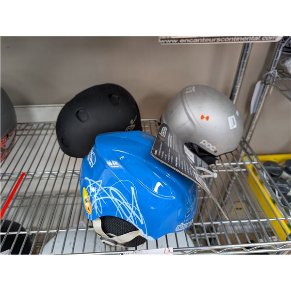LOT OF 3 ASSORTED HELMETS