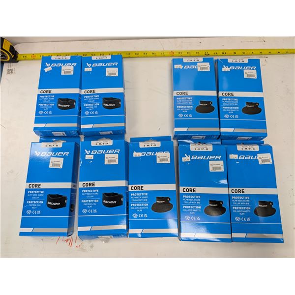 LOT OF 9 BAUER NECK-GUARD YOUTH-SMALL (ASSORTED STYLES)