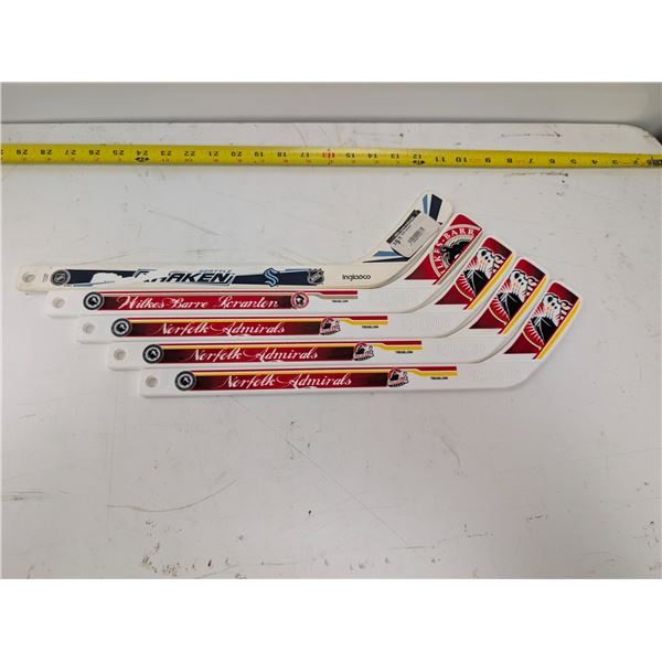 LOT OF 5 ASST MINI TOY HOCKEY STICKS