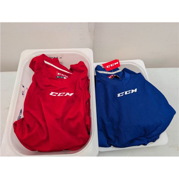 LOT OF 12pcs ASST CCM PRACTICE SWEATER SENIOR (RED (3-S 1-M 2-XXL) &  BLUE(5-SMALL 1-MEDIUM))