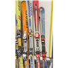 Image 3 : LOT OF 10 **USED** ASSORTED ALPINE SKIS WITH BINDINGS