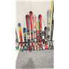 Image 1 : LOT OF 10 **USED** ASSORTED ALPINE SKIS WITH BINDINGS