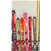 Image 3 : LOT OF 10 **USED** ASSORTED ALPINE SKIS WITH BINDINGS