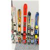 Image 2 : LOT OF 10 **USED** ASSORTED ALPINE SKIS WITH BINDINGS