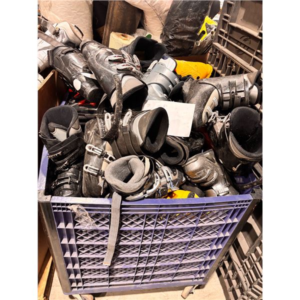 **USED** LOT OF 25+ ASSORTED ADULT DOWNHILL SKI BOOTS