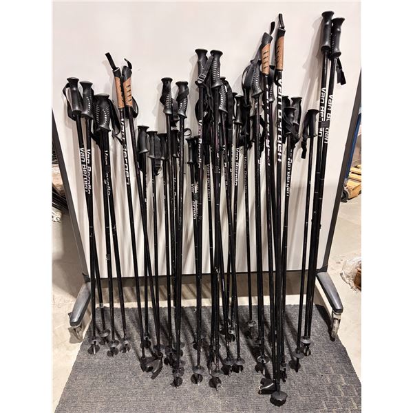 **USED** LOT OF 17 PAIRS OF VAN BERGEN ASSORTED SKI POLES