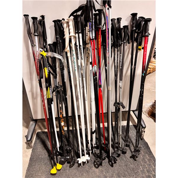 **USED** LOT OF 20 PAIRS OF ASSORTED SKI POLES