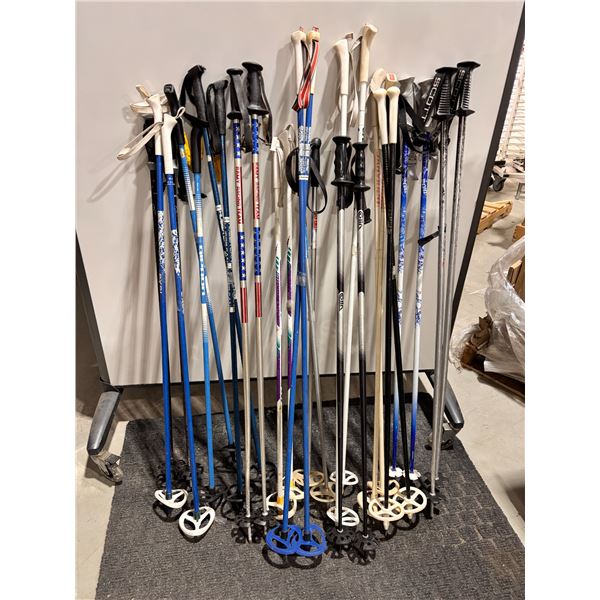 **USED** LOT OF 14 PAIRS OF ASSORTED CROSS COUNTRY SKI POLES