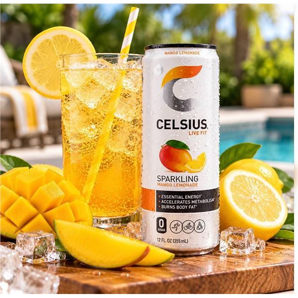 Celsius Sparkling Mango Lemonade 12 Cans x 355ml
