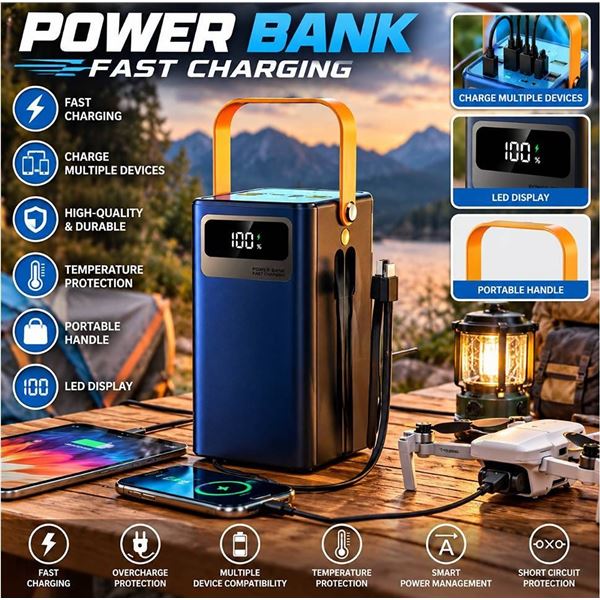 Portable Power Bank Fast Charging Blue