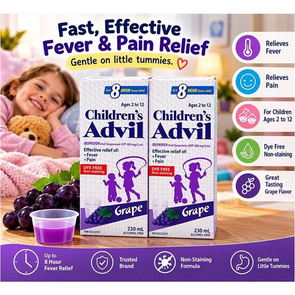 Children's Advil Grape 230ml 2-Pack 2027 Expiry