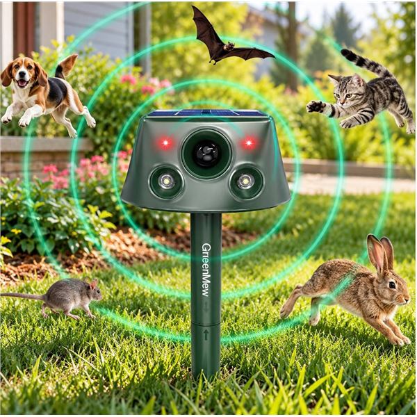 QueenMew Solar Ultrasonic Animal Repeller 9LED