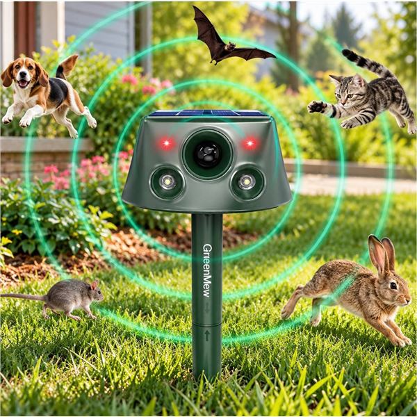 QueenMew Solar Ultrasonic Animal Repeller 9LED