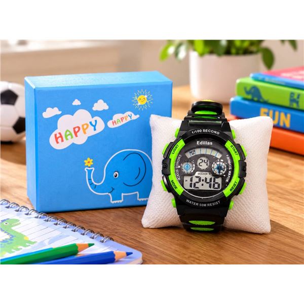 Edillas Digital Kids Watch, Black Green, Boxed