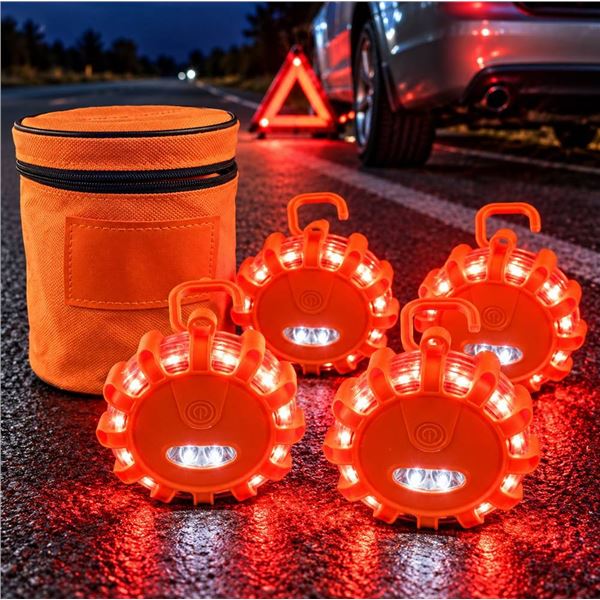4pc Tobfit LED Road Flare Set With Case