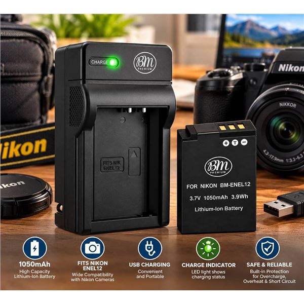 BM Premium Nikon EN-EL12 Battery And Charger Kit